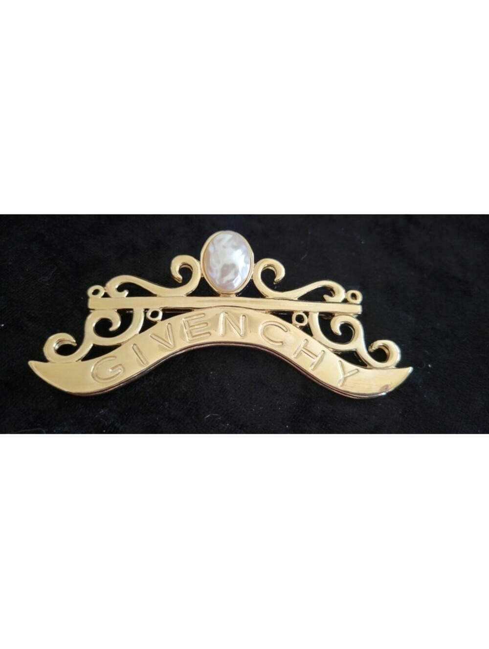 Large Gold-Plated VTG Givenchy Banner Brooch